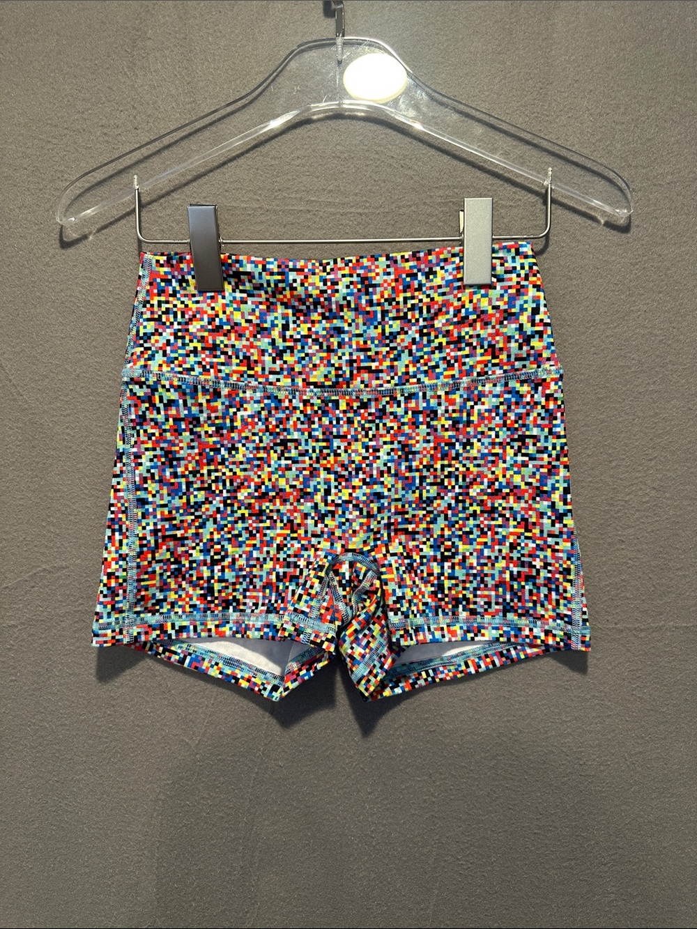 Fleo Multicolor Pixel-Print Bike Shorts